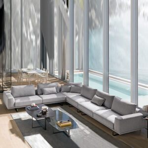 義大利Tempo L型牛皮沙發│NATUZZI